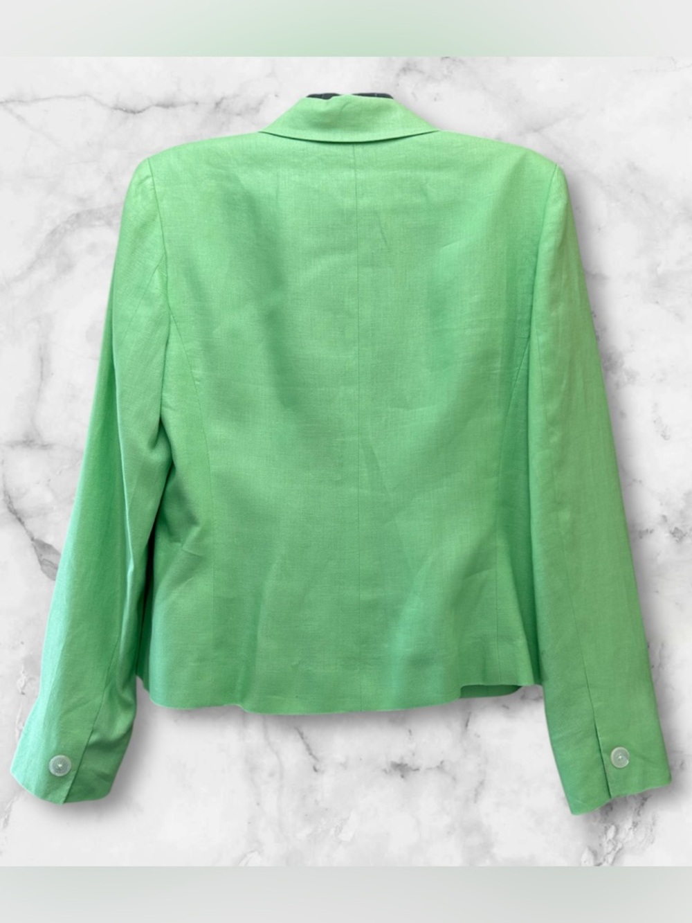Vintage Y2K Lauren Ralph Lauren Green Linen Button-Front Blazer Jacket Size 10 - Picture 3 of 11